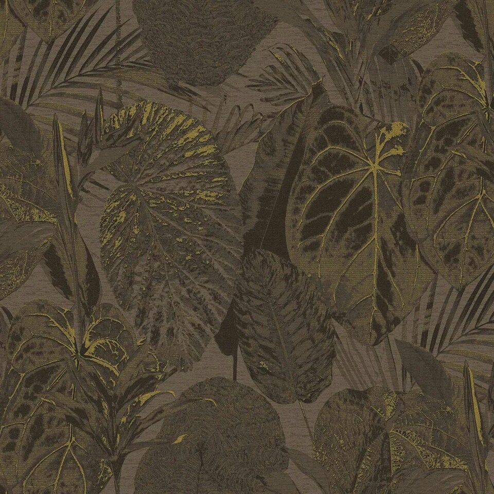 Sample of Exotic Oasis Wallpaper in Chocolate Brown Multi
