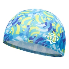 Baby Girl & Boy Patterned Fabric Swimming Cap | Flexible Comfortable Toddler Fit | Blue | Blue | One Size | 1