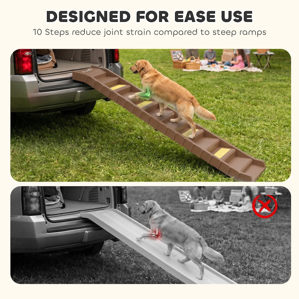 image 1 of PawHut Foldable Dog Ramp for Car, Non-Slip Dog Stairs for SUVs Truck