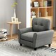 image 7 of COSTWAY Tufted Upholstered Living Room Sofa Reading Armchair Grey