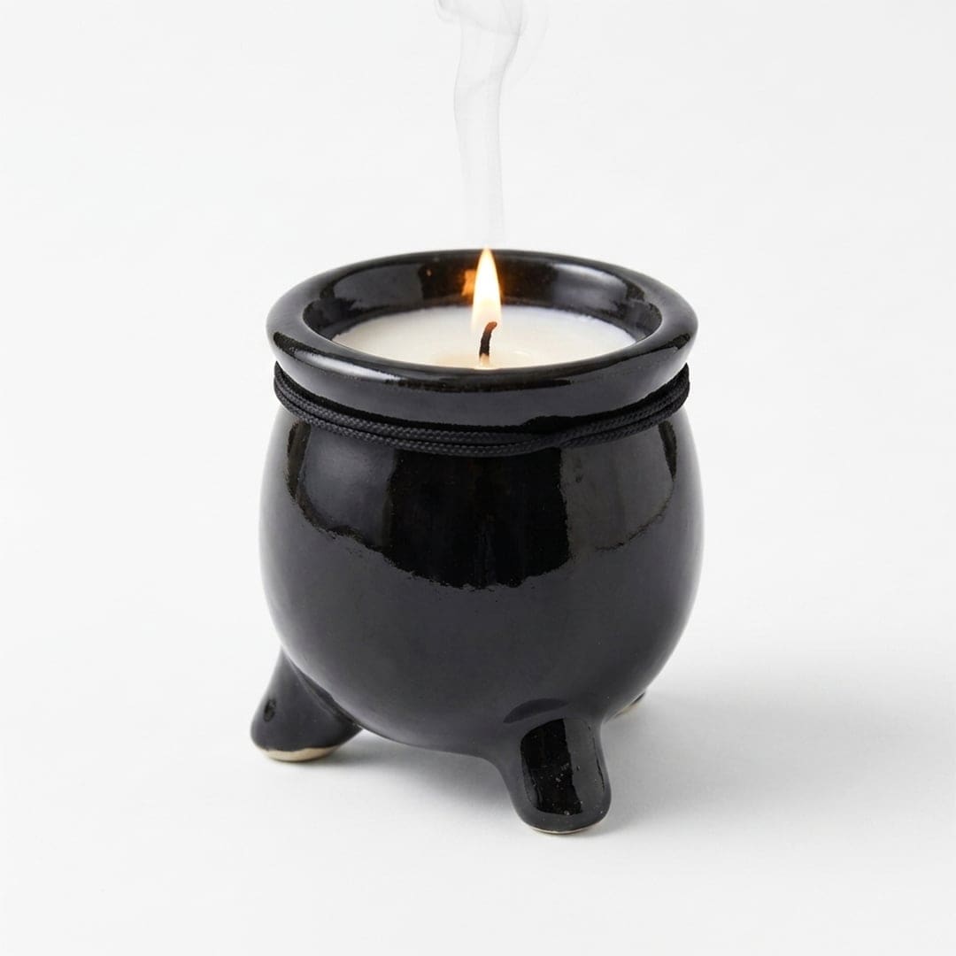 Halloween White Cauldron Fragranced Candle 8cm