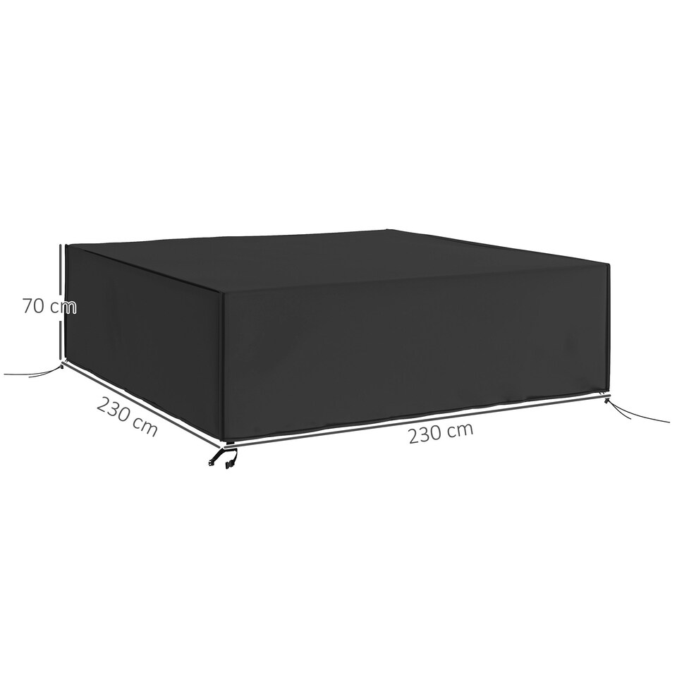 image 1 of Outsunny Large Garden Set Square Cover Outdoor Furniture Waterproof Resist Fade Black | Black