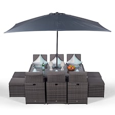 Giardino 6 Seater Rattan Cube Dining Set | Grey | Grey