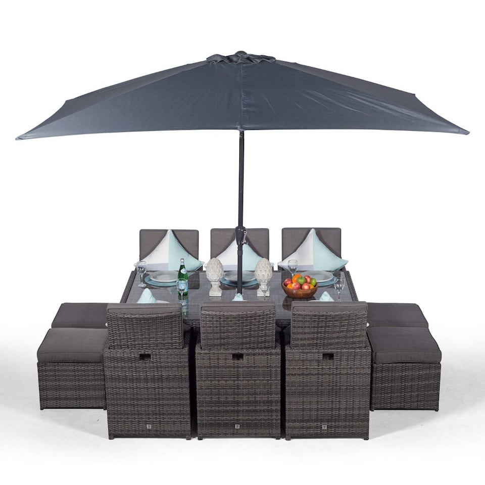 image 1 of Giardino 6 Seater Rattan Cube Dining Set | Grey | Grey