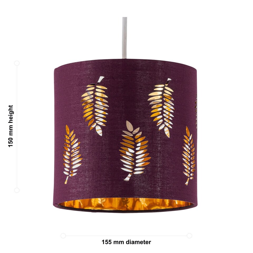 image 1 of Fern - Burgundy Cut Out 15.5cm Table Lamp Shade | Red | Gold | Small | 1