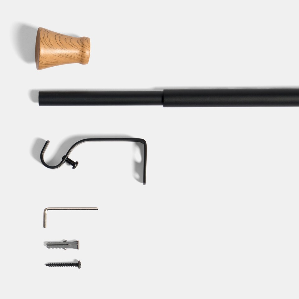 image 1 of OHS Curtain Pole Extendable 16mm Metal Finnials Trumpet End Rings Rod Fittings | Multi