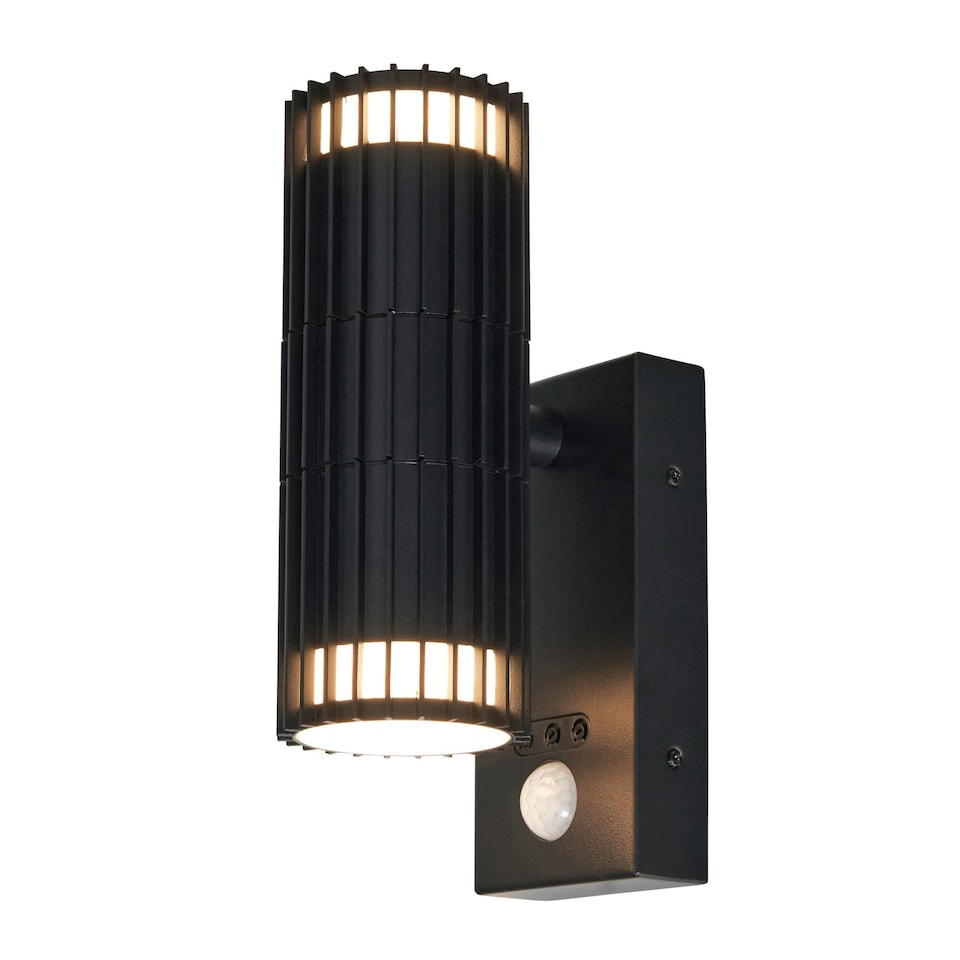 image 1 of BHS Zeb Outdoor Up and Down Wall Light with PIR Sensor, Black