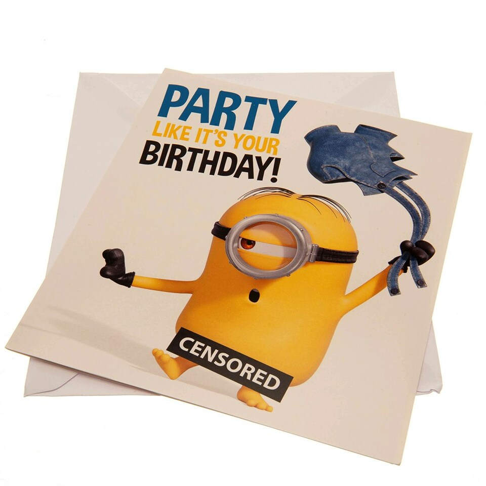 image 1 of Minions Party Birthday Card - White/Yellow - One Size