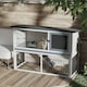 image 2 of PawHut Rabbit Hutch, Bunny Cage 2-Tier Wooden w/ Openable Roof Outdoor Grey