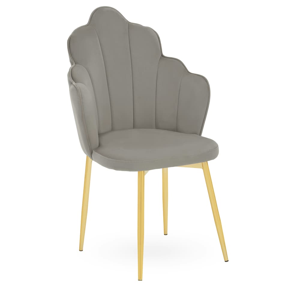 image 1 of Interiors by Premier Grey Velvet Dining Chair, Durable & Adjustable Velvet Office Chair, Backrest Grey Accent Chair with Gold Legs