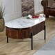 image 3 of Miel Mango Wood Rectangular Fluted Coffee Table With Marble Top and Metal Legs Brown