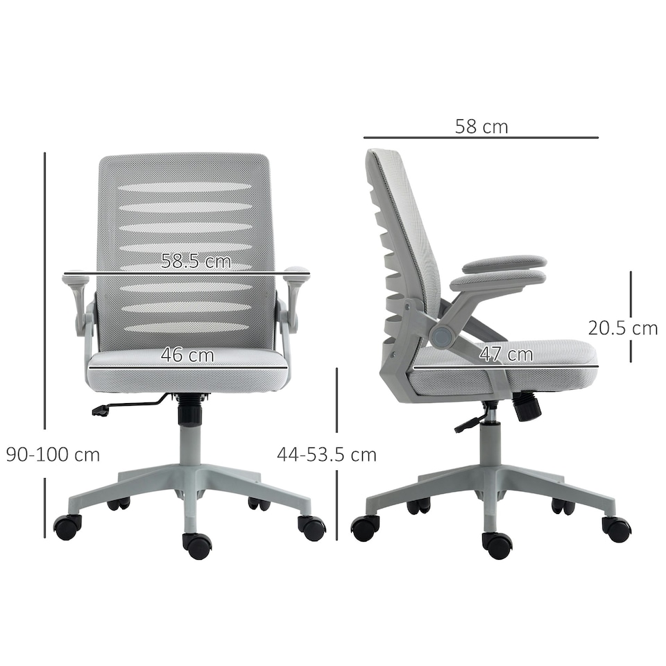 image 1 of Vinsetto Mesh Office Chair Home Swivel Task Chair with Arm, Grey