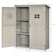 image 5 of Outsunny Wooden Garden Shed with Two Windows, Tool Storage Cabinet, Outdoor Double Door Organizer 127.5L x 50W x 164H cm, Grey