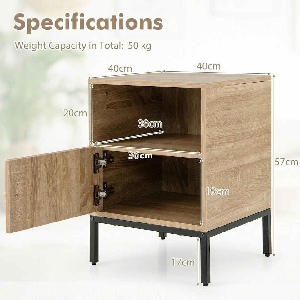 image 1 of COSTWAY Home Rattan Nightstand Accent Bedside Table Brown