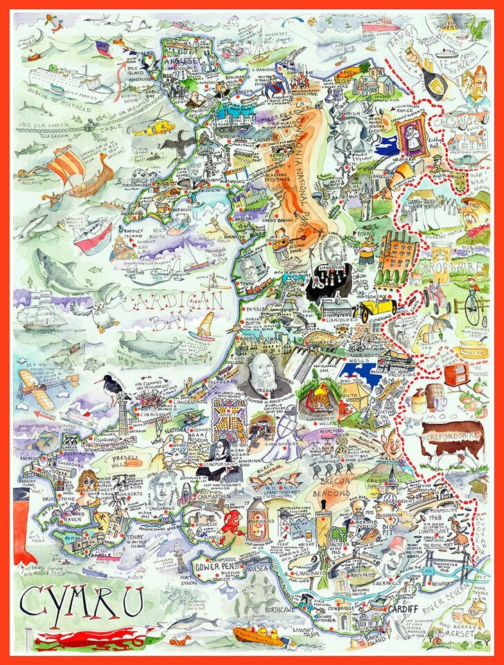 image 1 of Tim Bulmer Map of Wales - 1000 Piece Jigsaw Puzzle