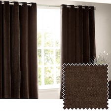 Heavy Chenille Blackout Eyelet Curtain Pair | Brown | Brown | 2