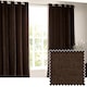 image 1 of Heavy Chenille Blackout Eyelet Curtain Pair | Brown | Brown | 2