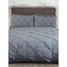 Rapport Balmoral Pintuck Duvet Cover Set - Grey - Single | Grey | Single