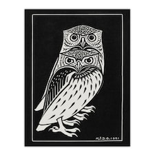 Two Owls Vintage Animal Painting Vintage Wall Art Print Graag 18x24"