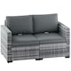 image 1 of Outsunny 2 Seater Rattan Garden Sofa with Deep Seat, Wide Arms, Mixed Grey | Grey | Mixed Grey | Two Seater