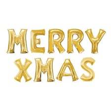 Gold MERRY XMAS Small Air Fill Balloon Kit 40cm