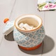 image 3 of Nicola Spring Hand-Printed Plant Pot with Saucer - 20.5cm - Orange | Orange | Orange / Blue