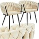 image 1 of Dining Chair Astano - padded, velvet, knot design, continuous backrest - Set of 2 Yellow | Sand