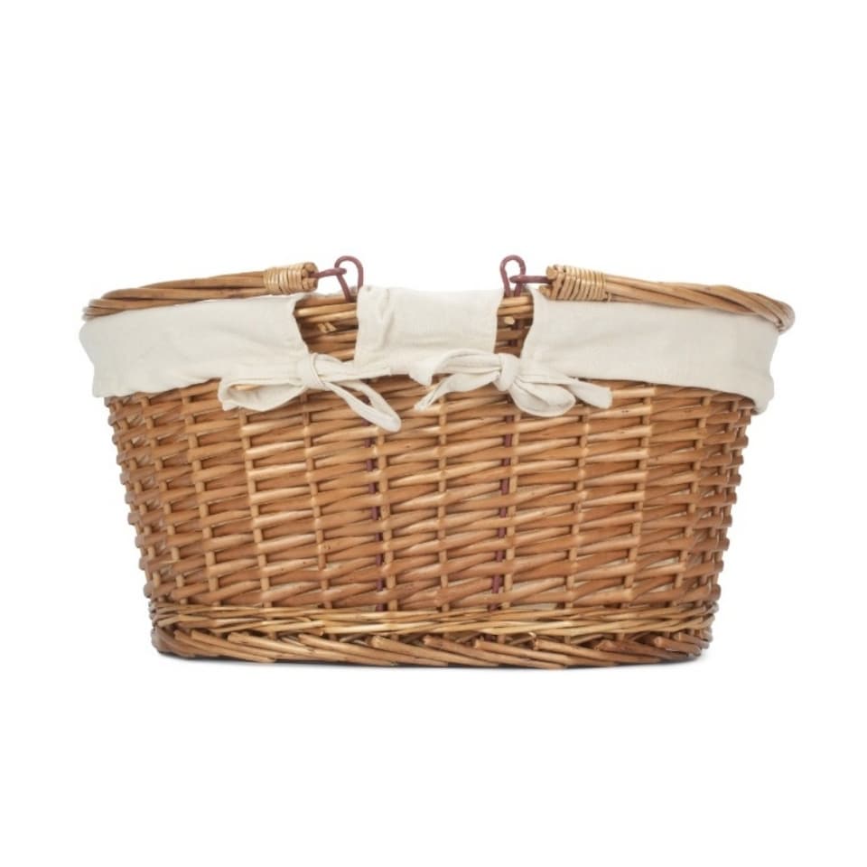 image 1 of Small Swing Handle Shopping Basket With White Lining | White | White | L