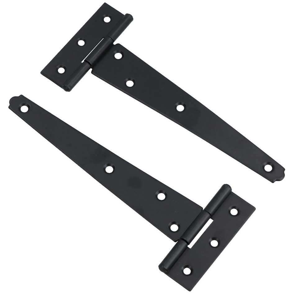 image 1 of 6in / 152mm Heavy Duty T Tee Hinges For Shed + Garden Gates Black Finish 8pc