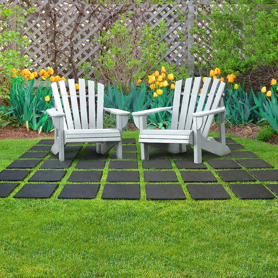 image 1 of Square Stomp Stone Grey Slate Stepping Stones - Pack of 4