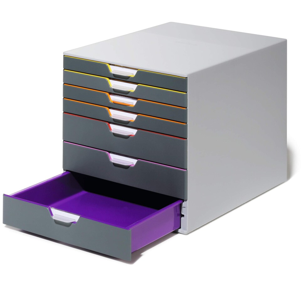 image 1 of Durable VARICOLOR Desktop Organiser 7 Drawer Colour Coded Modular Storage | A4+ | Grey