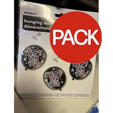Unique Party New Year Hanging Decoration (Pack of 3) - Multicoloured - One Size
