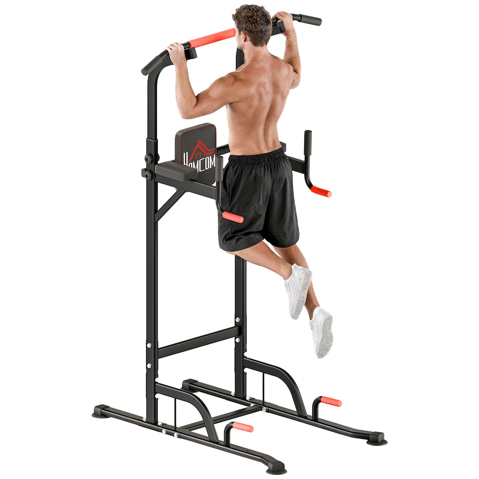 image 1 of HOMCOM Power Tower Station Pull Up Bar withAdjustable Height for Home Gym Workout