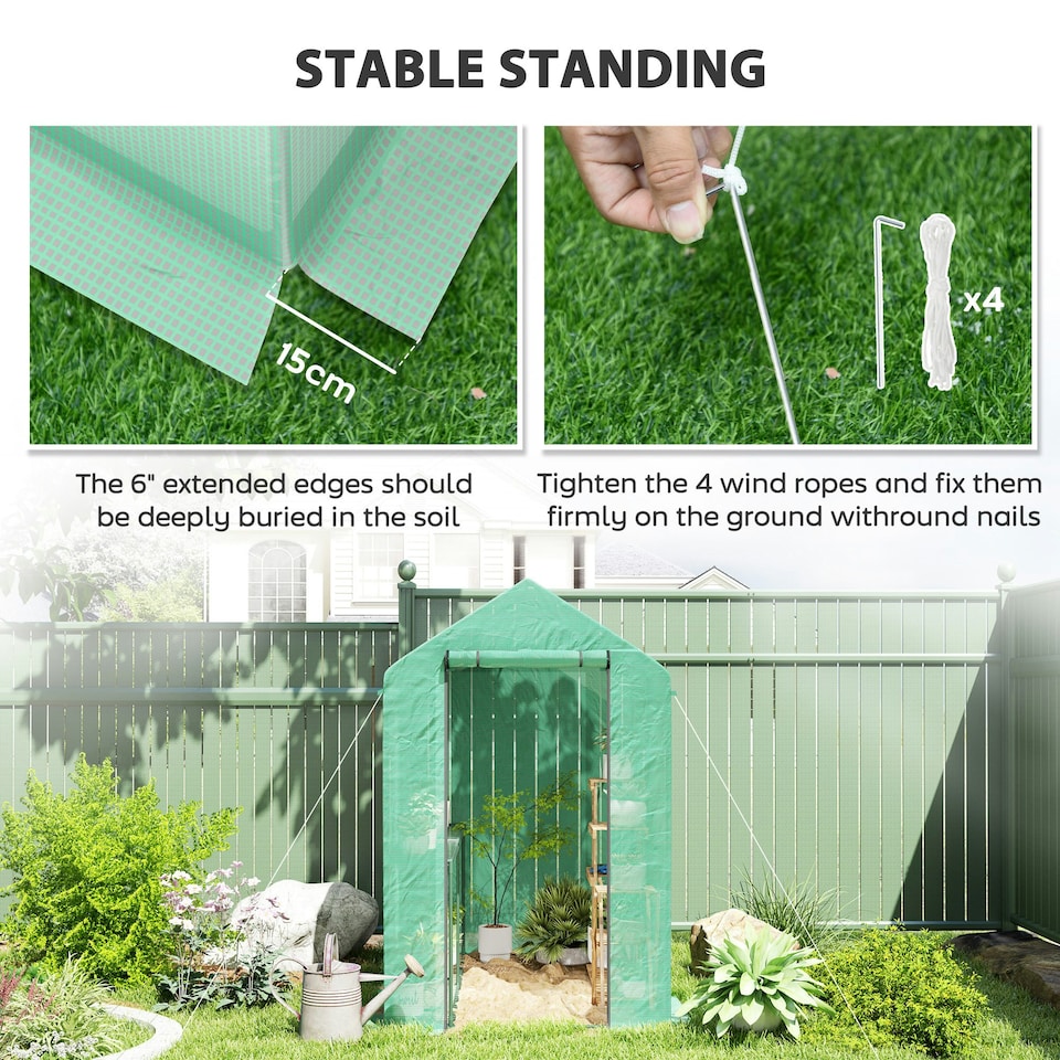 image 1 of Outsunny Walk in Greenhouse w/Shelves Steeple Grow House 120 x 186 x 190 cm