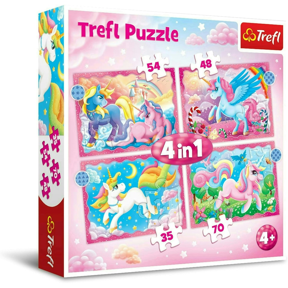 image 1 of Trefl Unicorns & Magic Puzzle Kids - 4in1