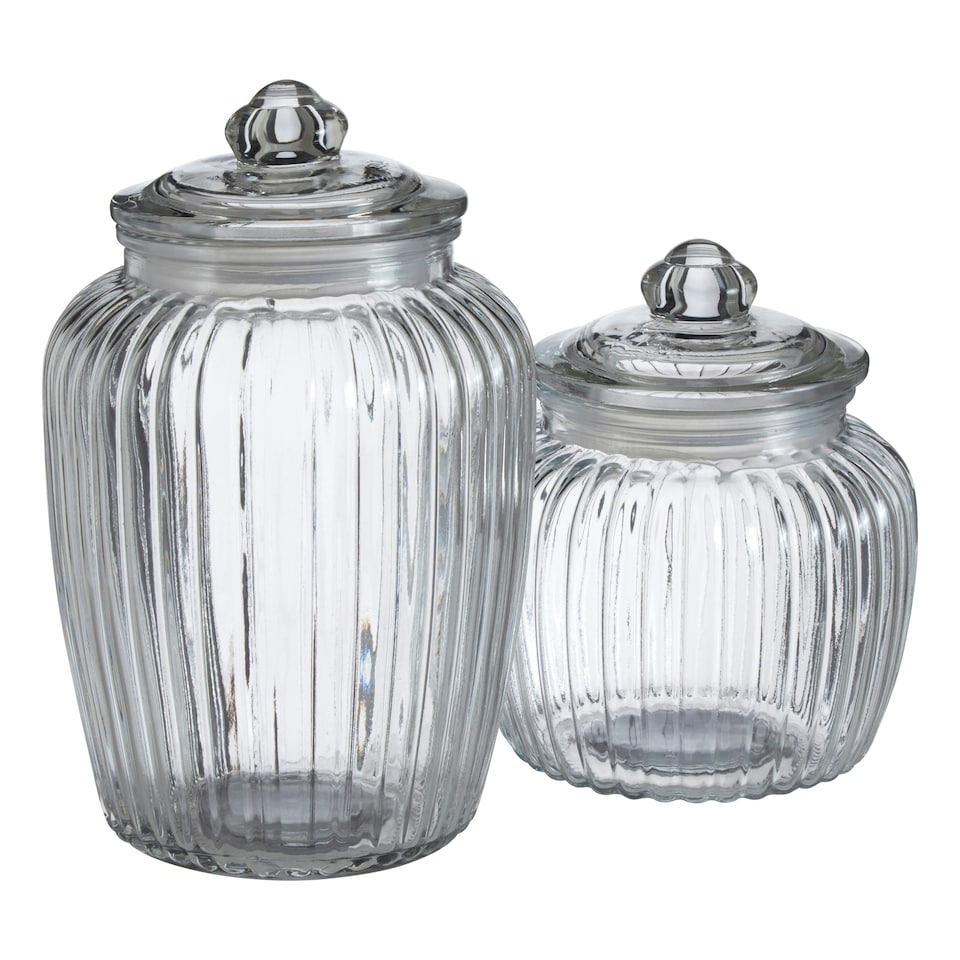 image 1 of Luca Set of Three Glass Jars with Gold Finish Lids