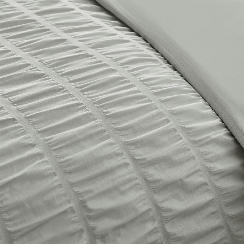image 1 of Catherine Lansfield Seersucker Frill Silver Duvet Cover Set Grey | Single