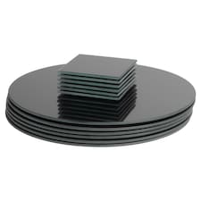 Harbour Housewares 12 Piece Round Glass Placemats & Coasters Set - 30cm - Black | Black | Black