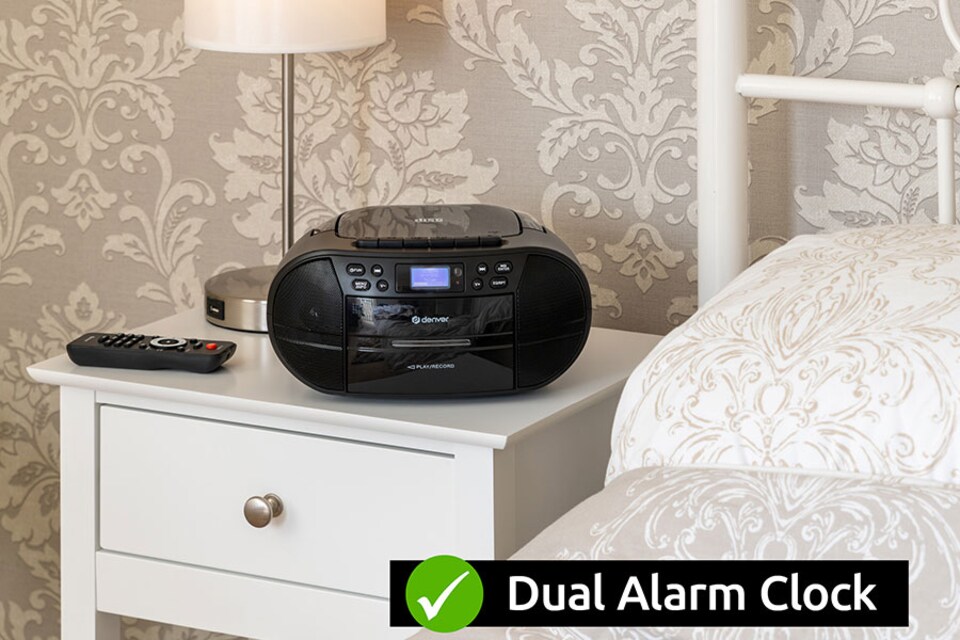 image 1 of Denver Portable Radio CD Tape Cassette Player With DAB Radio – Mains or Battery Power - TDC-280 | Black