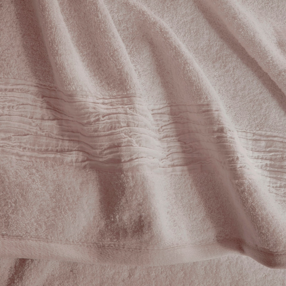 image 1 of Martex 600gsm Turkish Cotton Towel With Linen Blend Insert Border Pink Bath Sheet Pink