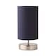 image 1 of ValueLights Francis Brushed Chrome Touch Table Lamps Navy Shade | Silver | Navy