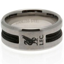 Liverpool FC Black Inlay Ring - Silver - Medium