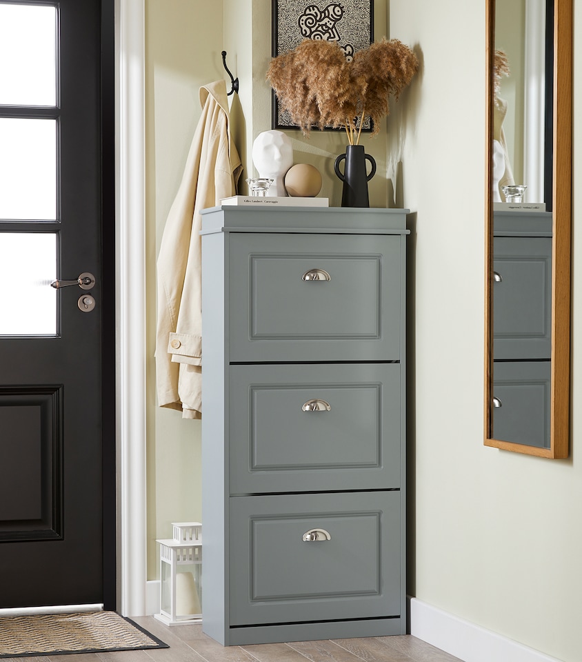image 1 of SoBuy 3 Flip-Drawer Shoe Cabinet, Gray, 20.9x9.4x46.1 inches, 21.5 kg - FSR94-HG