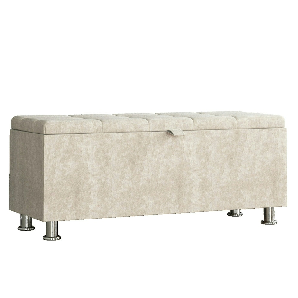 image 1 of Vida Designs Valencia Storage Ottoman Bedroom Hallway Chest Bench, Crushed Velvet Champagne Gold | Crushed Velvet Champagne