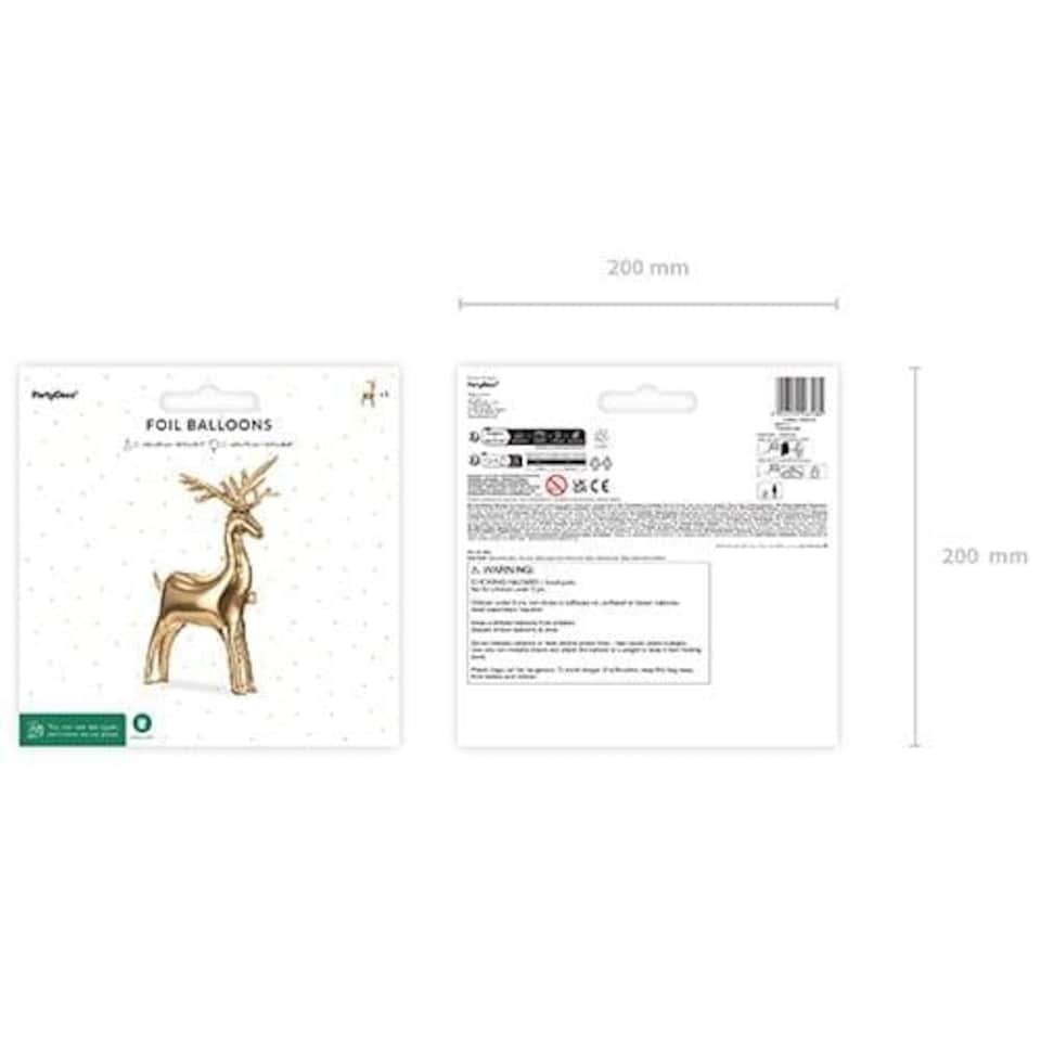 image 1 of Gold Reindeer Christmas Standing Shaped Air Fill Foil Balloon 73cm / 33 in | Gold