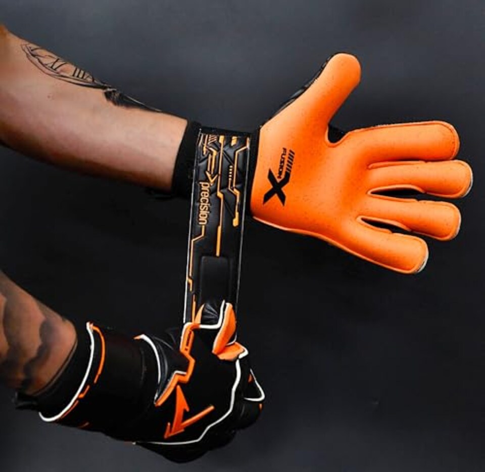 image 1 of Precision Fusion X Pro Surround Quartz Wider Hand Professional Football Junior Goalkeeper Gloves, Black, 7