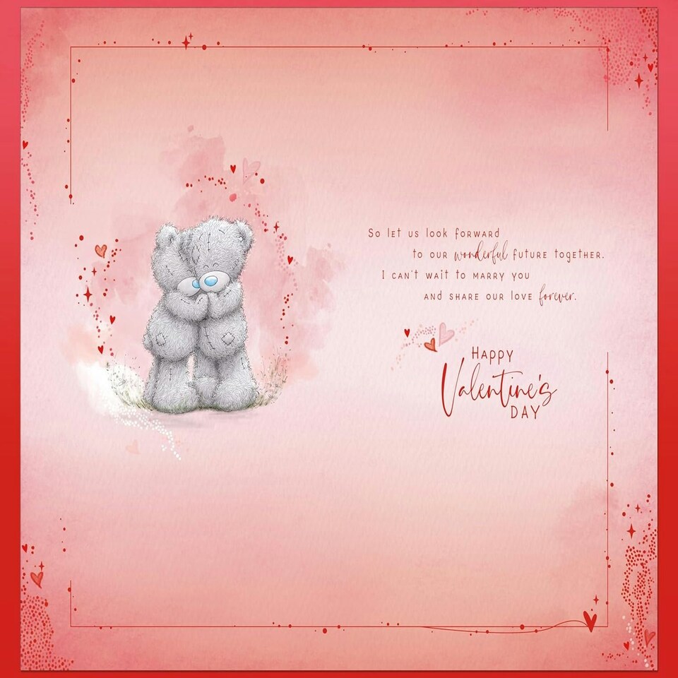 image 1 of Bears Stood With Rose Fiancé Valentine's Day Card