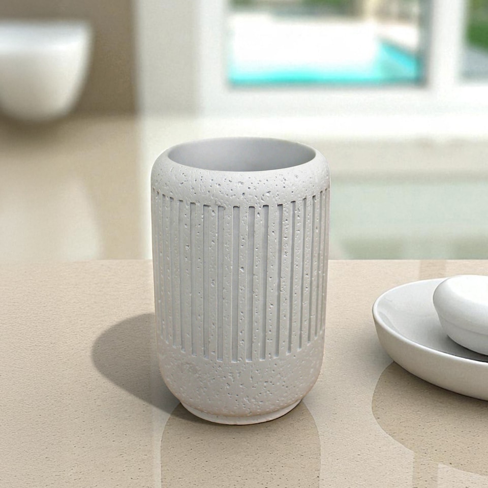 image 1 of Showerdrape Alexandria Bathroom Accessory Set - Soap Dish & Tumbler | Cream | 1