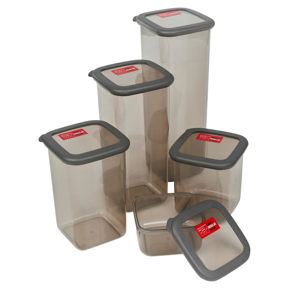 image 1 of 5Pc Airtight Stackable Food Storage Container Kitchen Set BPA Free Cupboard Pack