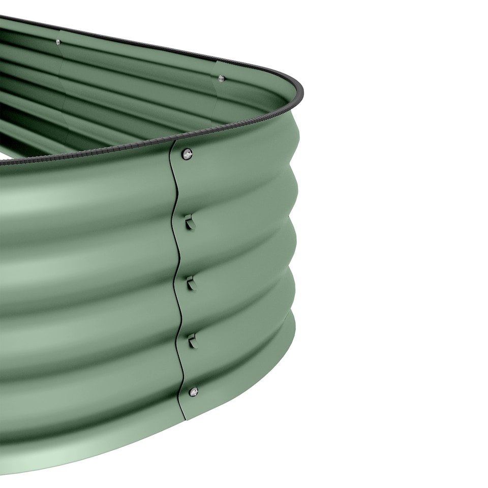image 1 of Outsunny Galvanised Raised Garden Bed Planter Box with Safety Edging, Dark Grey
